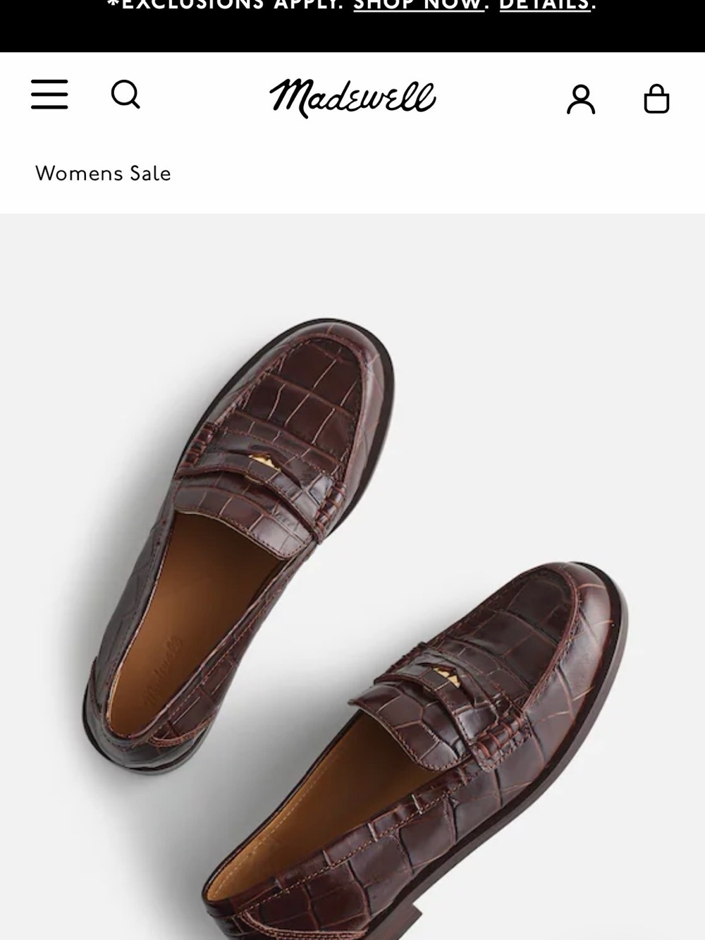 WoMen's Croc-Embossed Penny Loafers in Dark Brown